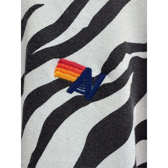 NWT Aviator Nation Classic Zebra Print Relaxed Fit Crewneck Sweatshirt Women's - Picture 6 of 14